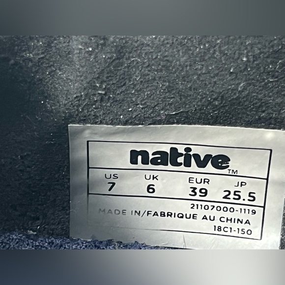 Men’s 7/ Womens 8 Native Black Faux Leather Shoes Lunar Landing Apollo 2.0 - Picture 7 of 8